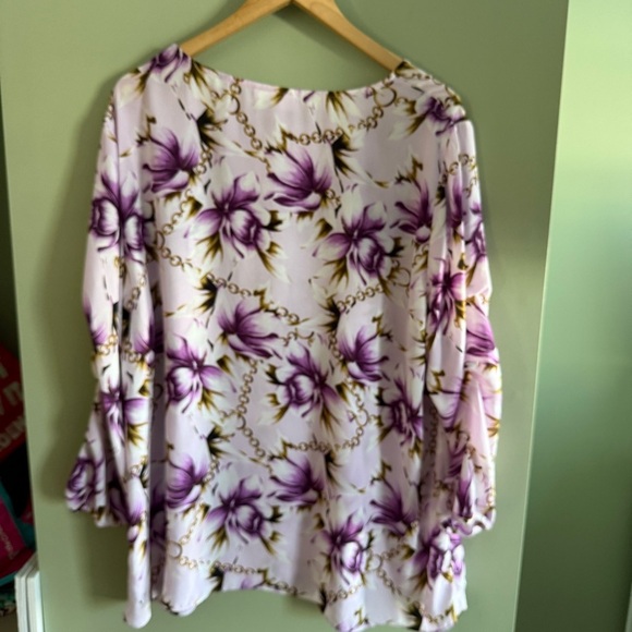 JM Collection Womens Printed Statement-Sleeve Blouse Size 2X Purple Floral - Picture 12 of 12